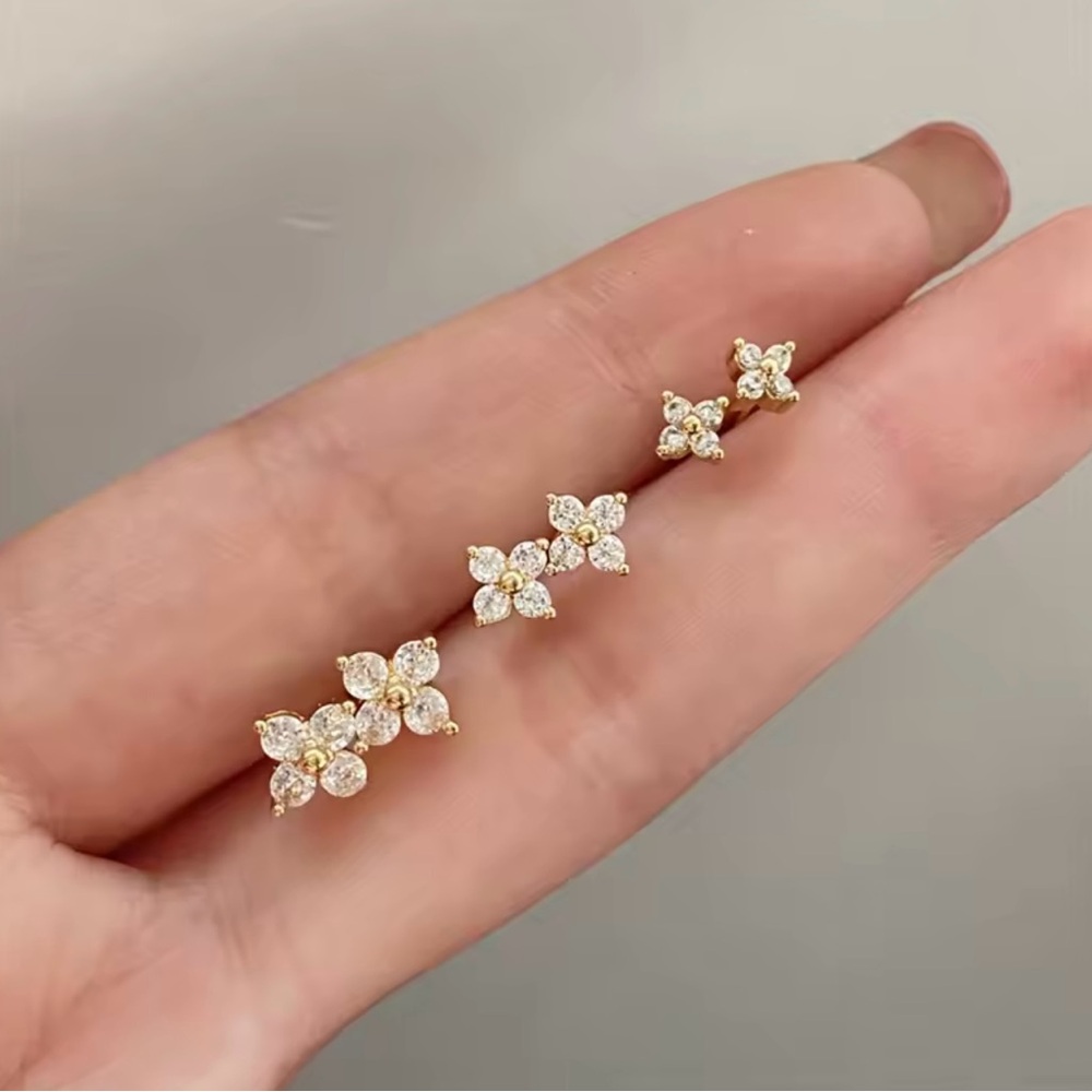 Dainty Flower Stainless Steel four leaf Stud
